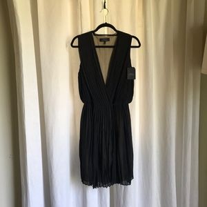 Sophisticated Black Pleated Chiffon Dress